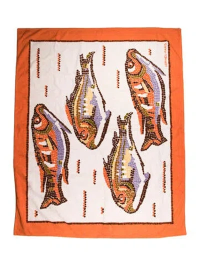 Pre-owned Hermes Large Beach Towel In Orange