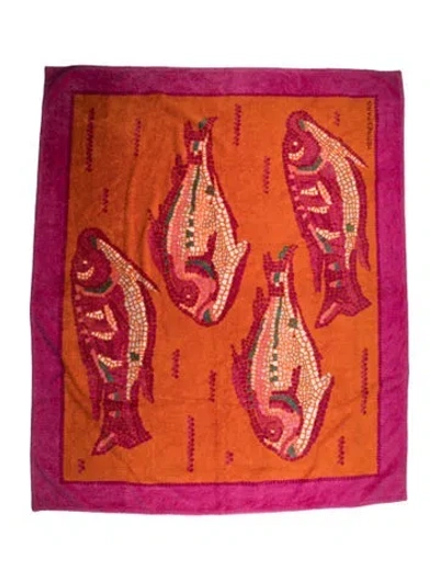 Pre-owned Hermes Large Beach Towel In Orange