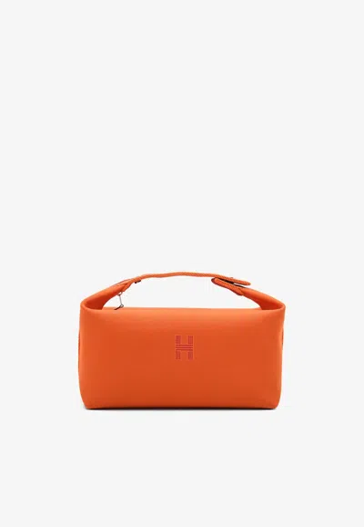 Pre-owned Hermes Large Bride-a-brac In Orange Feu Canvas