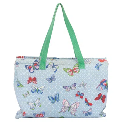 Pre-owned Hermes Hermès Large Butterflies Beach Bag In Blue