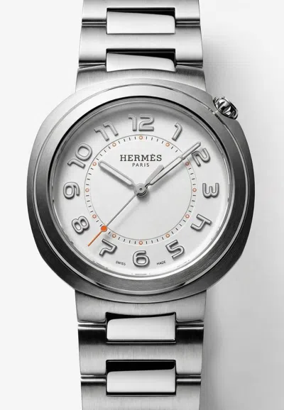 Hermes Large Hermès Cut 36mm Watch In Single Tour Bracelet In Metallic