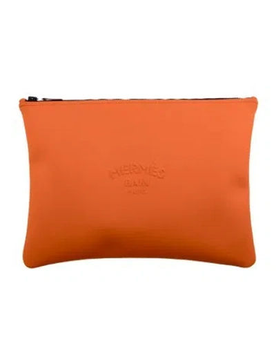 Pre-owned Hermes Large Neobain Pouch In Orange