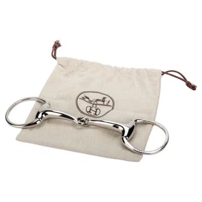Pre-owned Hermes Hermès Large Palladium Mors Scarf/belt Ring In Sand