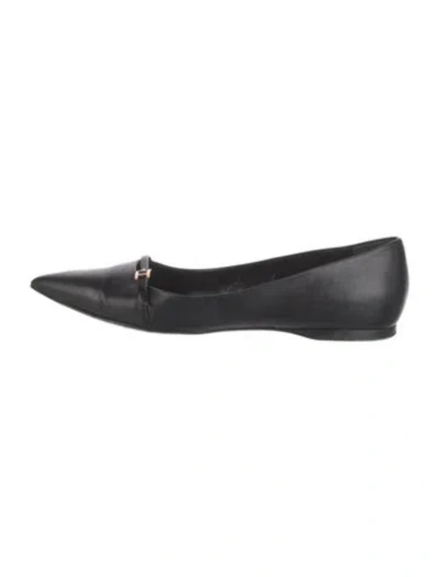 Pre-owned Hermes Laura Leather Ballet Flats In Black