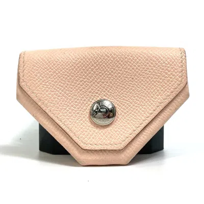 Pre-owned Hermes Le 24 Pink Rose Eglantine Epsom Leather Coin Purse/coin Case ()