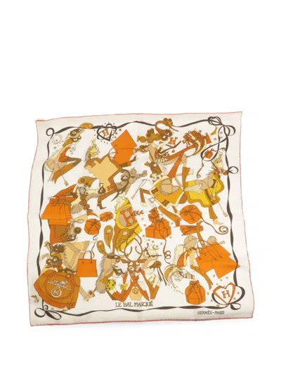 Pre-owned Hermes Le Bal Masqué Scarf In White