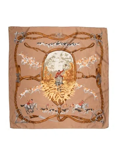 Pre-owned Hermes Le Bien Aller Silk Scarf In Brown