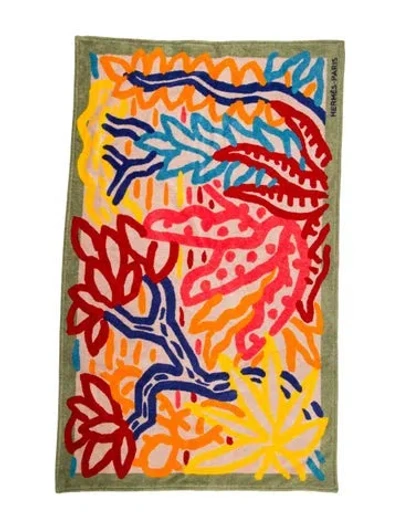 Pre-owned Hermes Le Chant Des Cigales Beach Towel W/ Tags In Orange