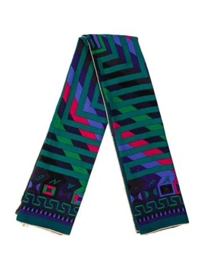 Pre-owned Hermes Le Fil D'ariane Silk Shawl In Green