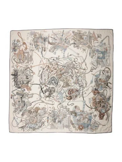 Pre-owned Hermes Le Monde D'hermès Cashmere Shawl In Neutral