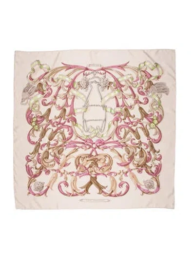 Pre-owned Hermes Le Mors A La Conétable Silk Scarf In Neutrals