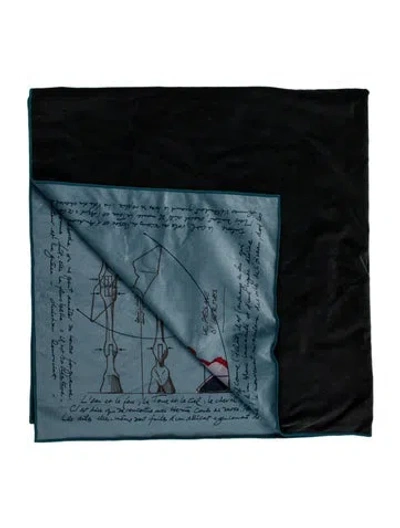 Pre-owned Hermes Le Pégase D'hermès Throw Blanket In Blue