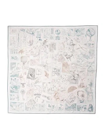 Pre-owned Hermes Le Philateliste Du Faubourg Silk Scarf W/ Tags In White
