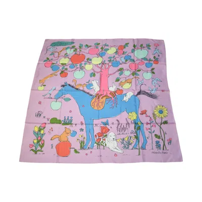 Hermes Le Pommier Sellier Carre 90 Scarf Mauve
