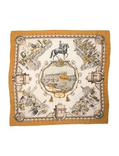 Pre-owned Hermes Le Pont Neuf A Paris Silk Scarf In Neutral