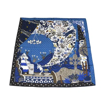 Pre-owned Hermes Le Premier Chant Silk Square Scarf Blue