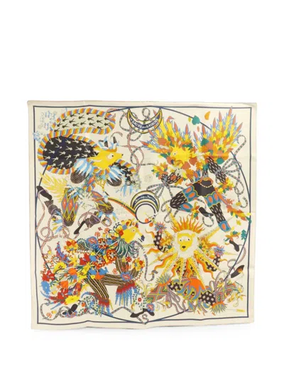 Pre-owned Hermes Le Sacre Des Saisons Scarf In Neutral