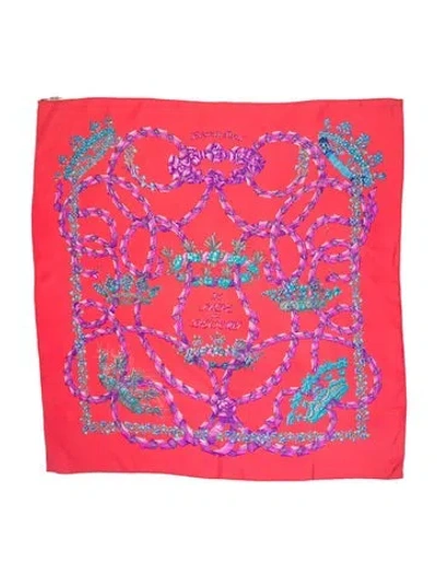 Pre-owned Hermes Le Sacre Du Printemps Silk Scarf In Pink