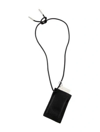 Pre-owned Hermes Leather 1+1=1 Friendship Pendant Necklace, 18" In Black
