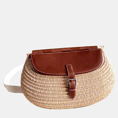 Pre-owned Hermes Leather And Bamboo Panier De Peche Shoulder Bag