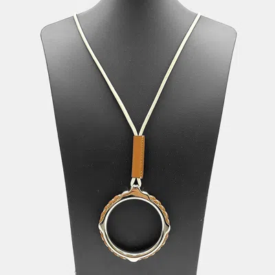 Pre-owned Hermes Leather & Silver Tone Necklace