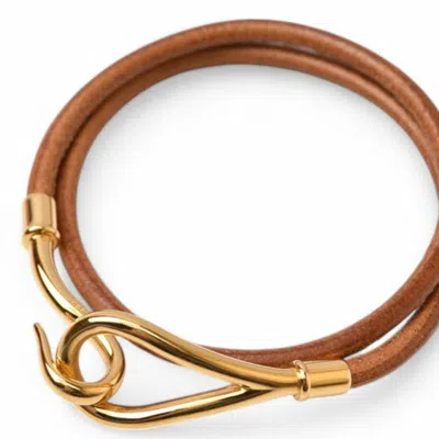 Pre-owned Hermes Leather Bangle () In Brown