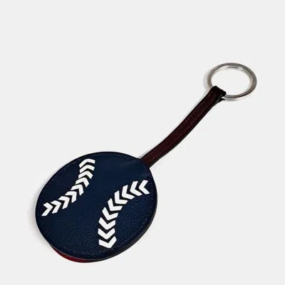 Pre-owned Hermes Leather Baseball Bag Charm In Black