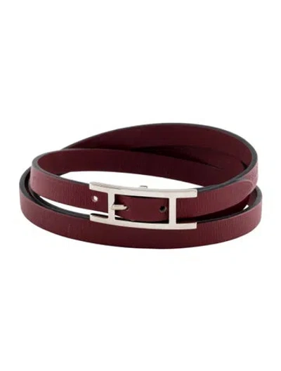 Pre-owned Hermes Leather Behapi Double Tour Bracelet In Multi