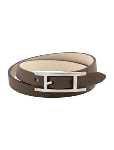 Pre-owned Hermes Leather Behapi Double Tour Wrap Bracelet In Multicolor