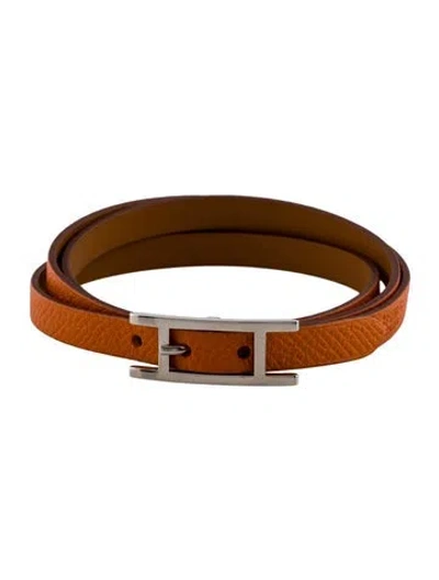 Pre-owned Hermes Leather Behapi Quad Tour Wrap Bracelet In Multi