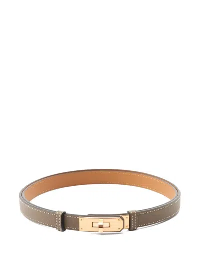 Pre-owned Hermes Leather Belt In Gray
