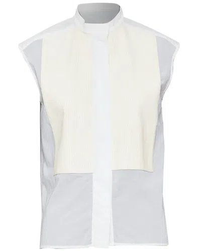 Pre-owned Hermes Hermès Leather Bib Hidden Button Sheer Shirt