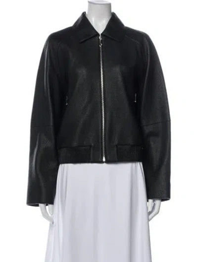 Pre-owned Hermes Leather Biker Jacket In Black