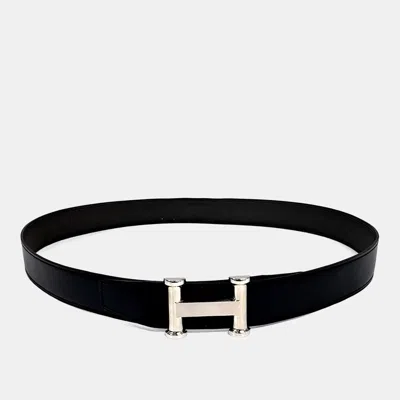 Pre-owned Hermes Leather Black H Reversible Belt
