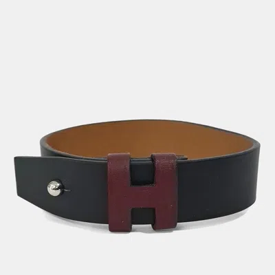 Pre-owned Hermes Leather Black/brown Strap Bracelet