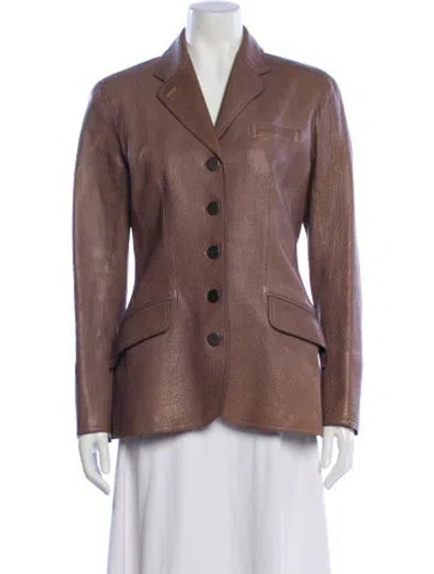 Pre-owned Hermes Leather Blazer In Brown