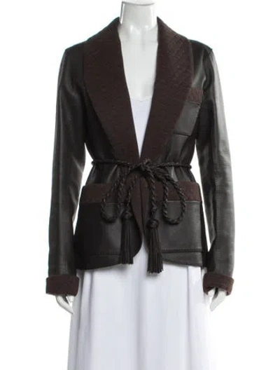 Pre-owned Hermes Leather Blazer In Brown