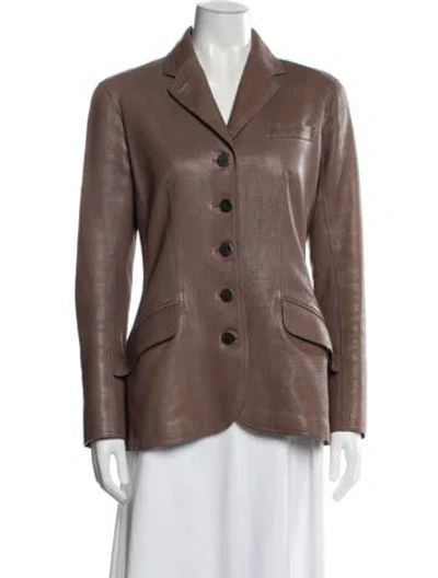 Pre-owned Hermes Leather Blazer In Brown