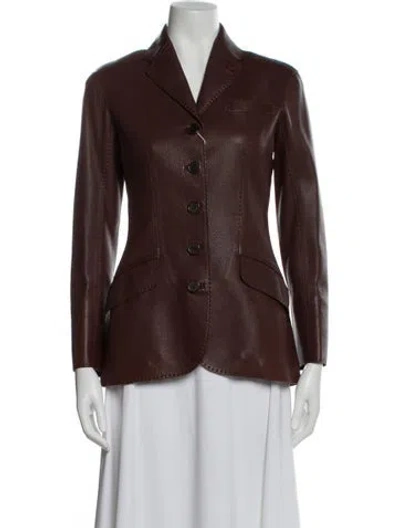 Pre-owned Hermes Leather Blazer W/ Tags In Brown