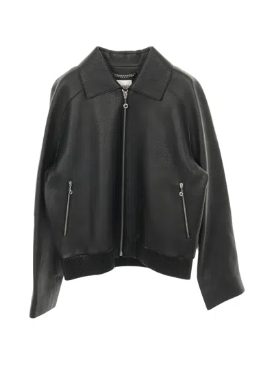 Pre-owned Hermes Leather Bomber Jacket In Black