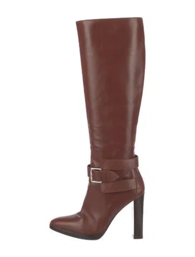 Pre-owned Hermes Leather Boots In Brown