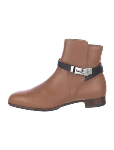 Pre-owned Hermes Leather Boots In Brown