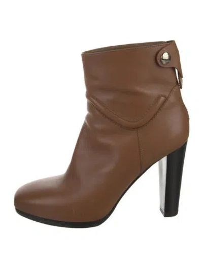 Pre-owned Hermes Leather Boots In Brown