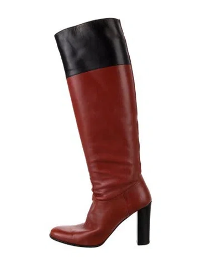 Pre-owned Hermes Leather Boots In Red