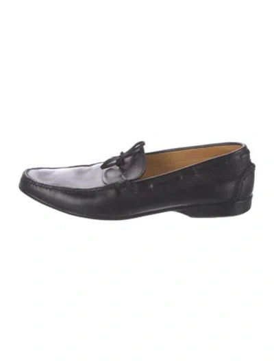 Pre-owned Hermes Leather Bow Accents Drivers In Black