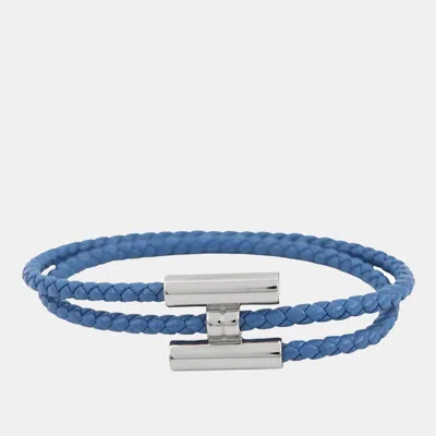 Pre-owned Hermes Leather Bracelet Tourni Tresse Size T4 Blue Swift Leather