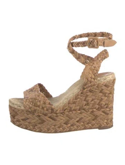 Pre-owned Hermes Leather Braided Accents Espadrilles In Brown