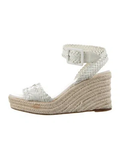 Pre-owned Hermes Leather Braided Accents Espadrilles In White