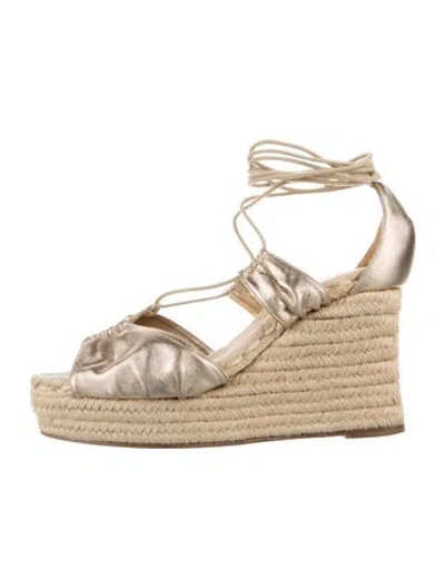 Pre-owned Hermes Leather Braided Accents Pumps In Gold/metallic