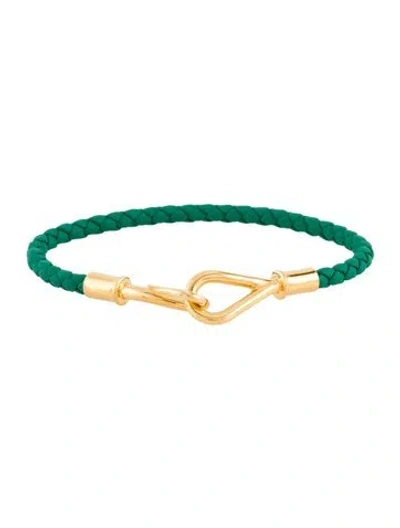 Pre-owned Hermes Leather Braided Hook Wrap Bracelet, 6" In Multi